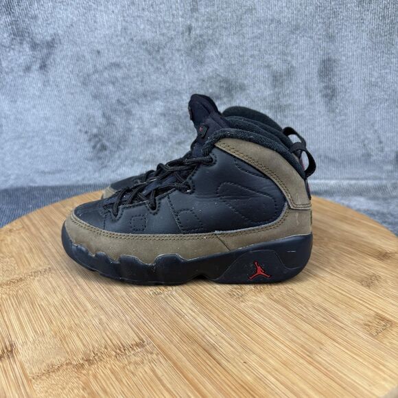 Jordan Air Jordan 9 Retro Shoes Toddler Size 9C Black Olive Red 401812-030 - Picture 3 of 8